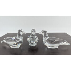 Baccarat Crystal Turtle Dove Set of 3 Doves Figurines Paperweight France